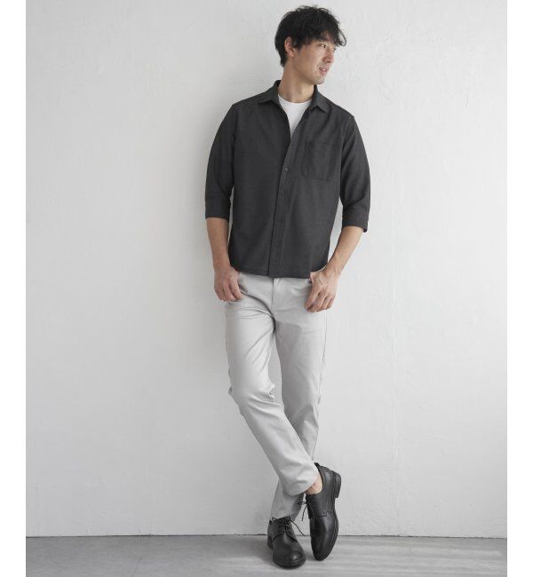 IKKA LOUNGE「7分袖シャリルジャージスイスカラーシャツ」|シャツ・ブラウス|