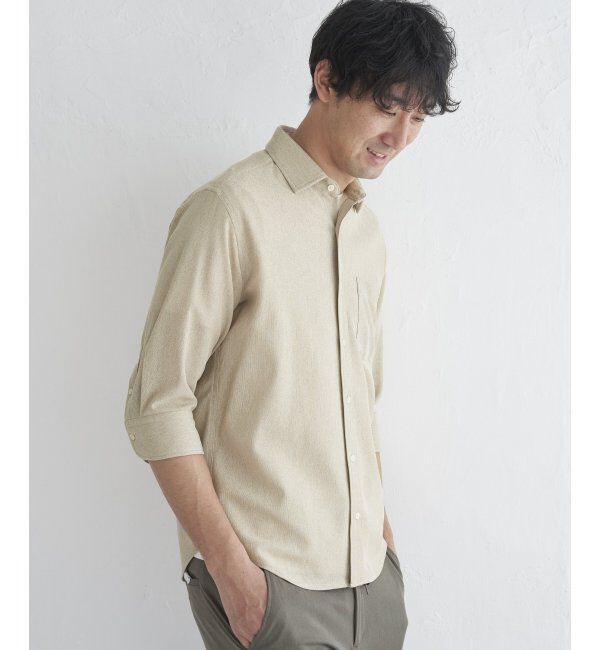 IKKA LOUNGE「7分袖シャリルジャージスイスカラーシャツ」|シャツ・ブラウス|