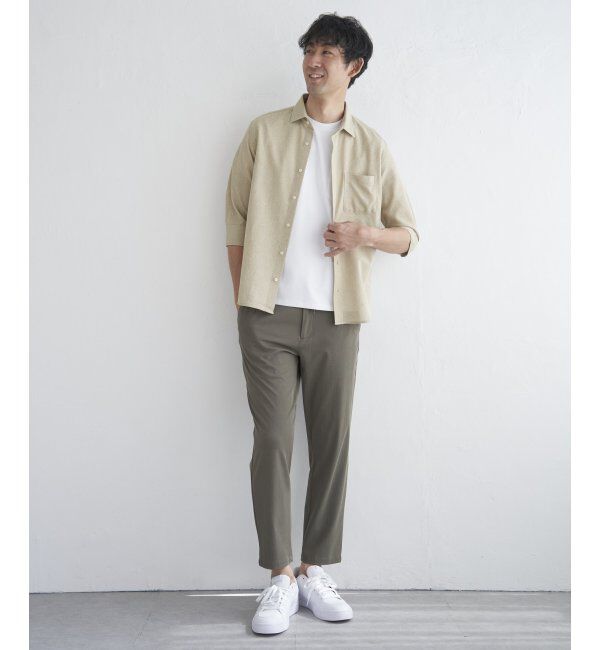 IKKA LOUNGE「7分袖シャリルジャージスイスカラーシャツ」|シャツ・ブラウス|