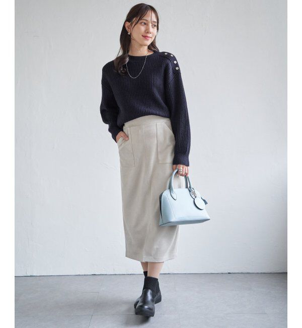 ikka「片ボタン変形リブニットプルオーバー」|プルオーバー|