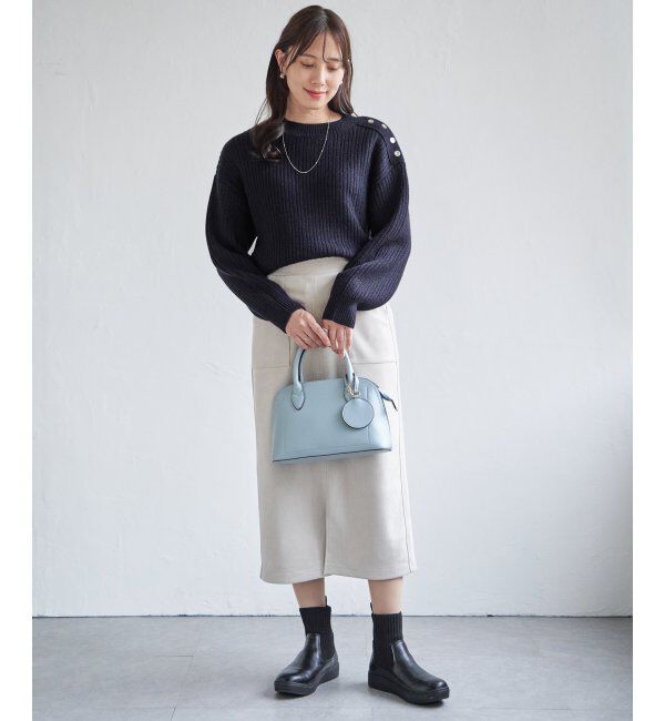 ikka「片ボタン変形リブニットプルオーバー」|プルオーバー|