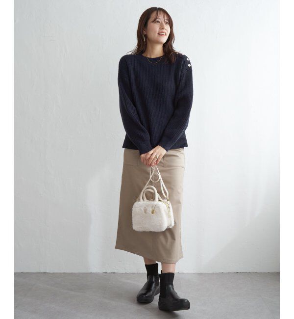 ikka「片ボタン変形リブニットプルオーバー」|プルオーバー|