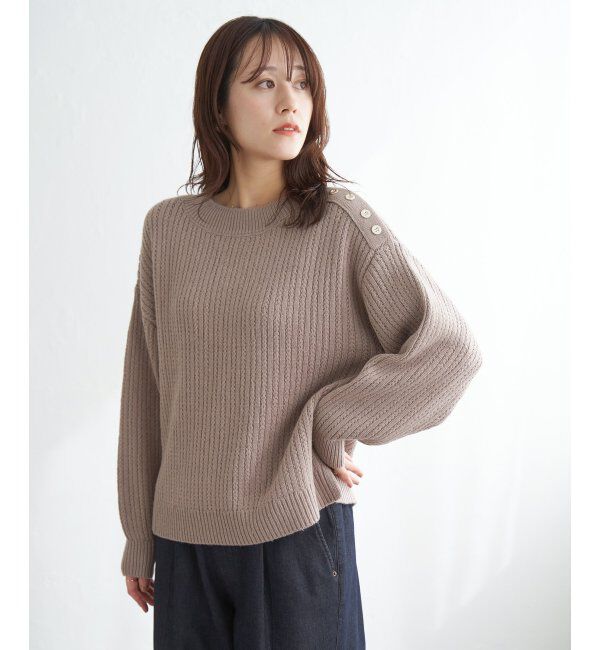 ikka「片ボタン変形リブニットプルオーバー」|プルオーバー|コーヒー