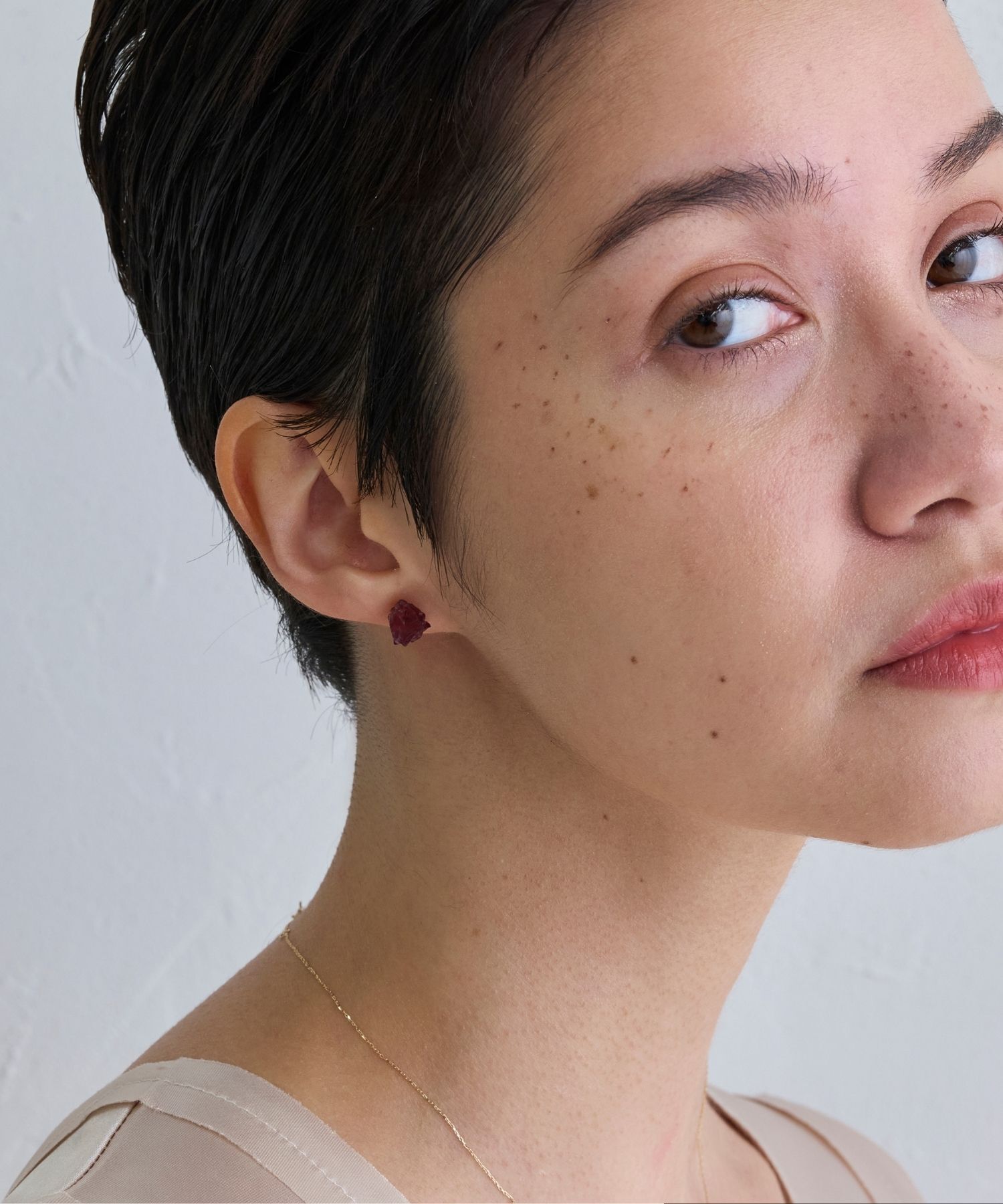 JUPITER「【K10】天然石アンカットピアス/片耳　ロードライトガーネット」|ピアス|