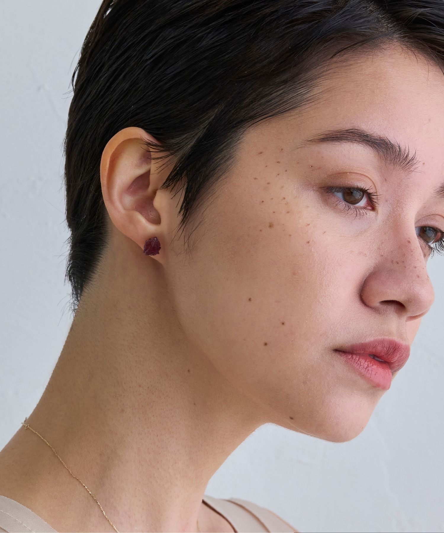 JUPITER「【K10】天然石アンカットピアス/片耳　ロードライトガーネット」|ピアス|