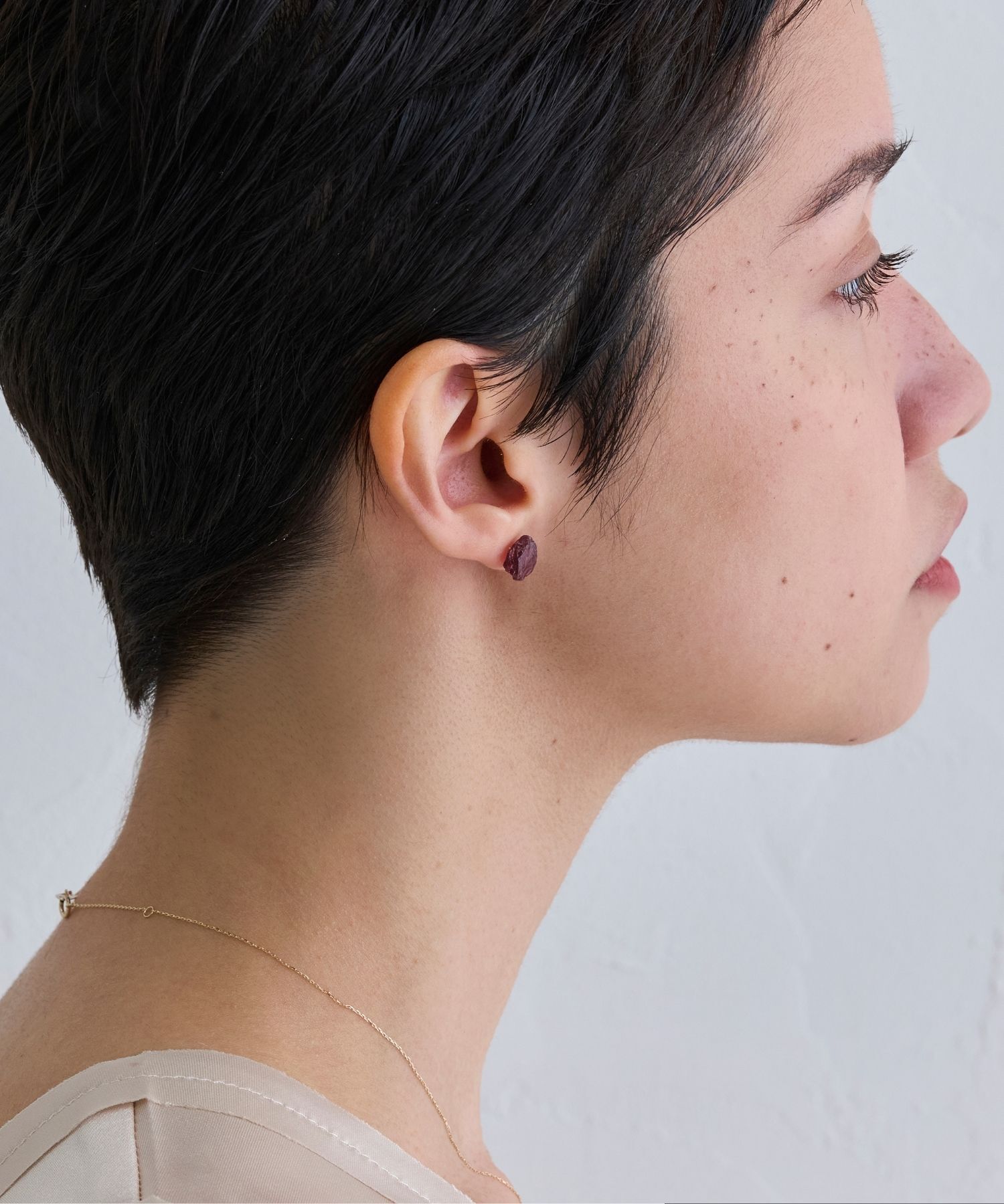 JUPITER「【K10】天然石アンカットピアス/片耳　ロードライトガーネット」|ピアス|