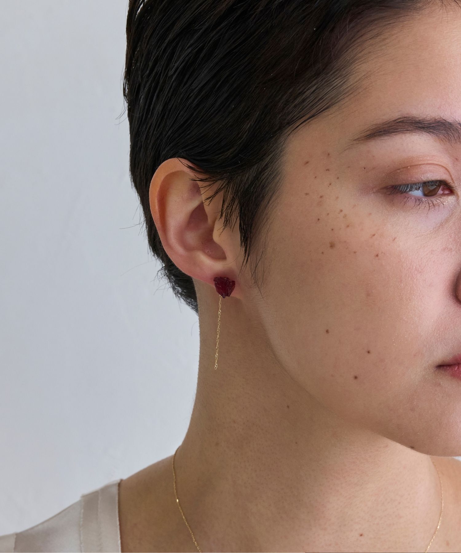 JUPITER「【K10】天然石アンカットピアス/片耳　ロードライトガーネット」|ピアス|