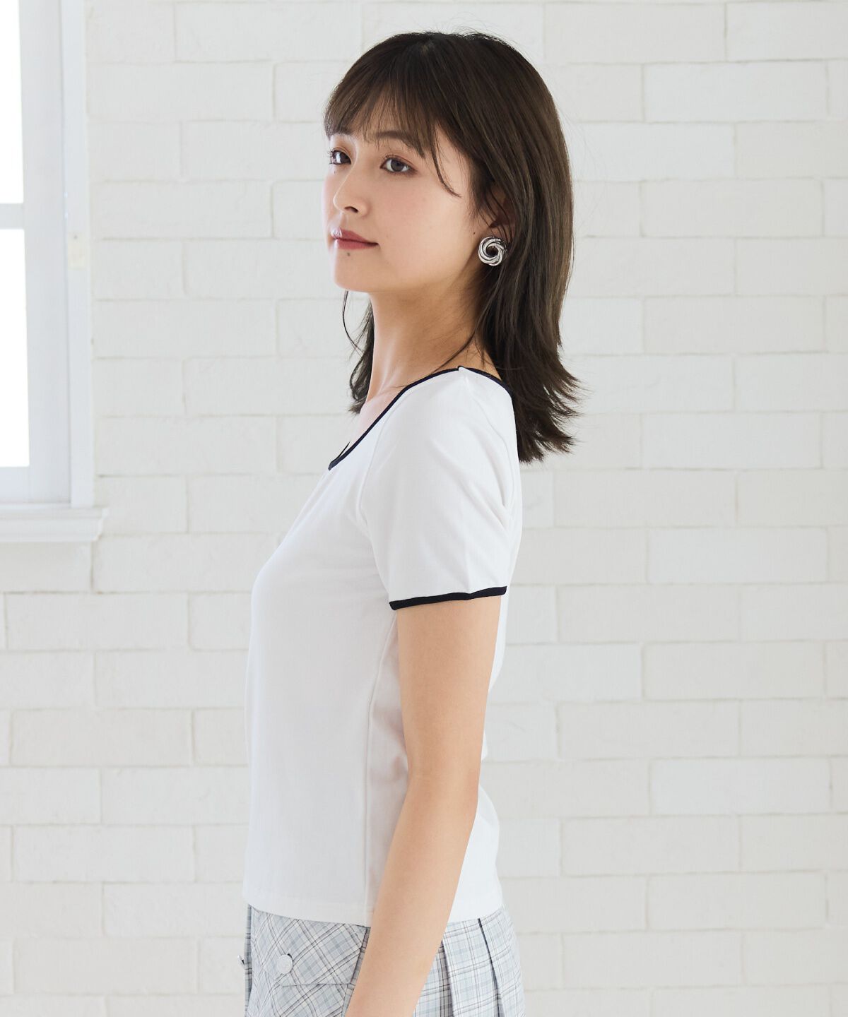 REDYAZEL「リボンエンブロイダリーパイピングＴシャツ」|Tシャツ・カットソー|