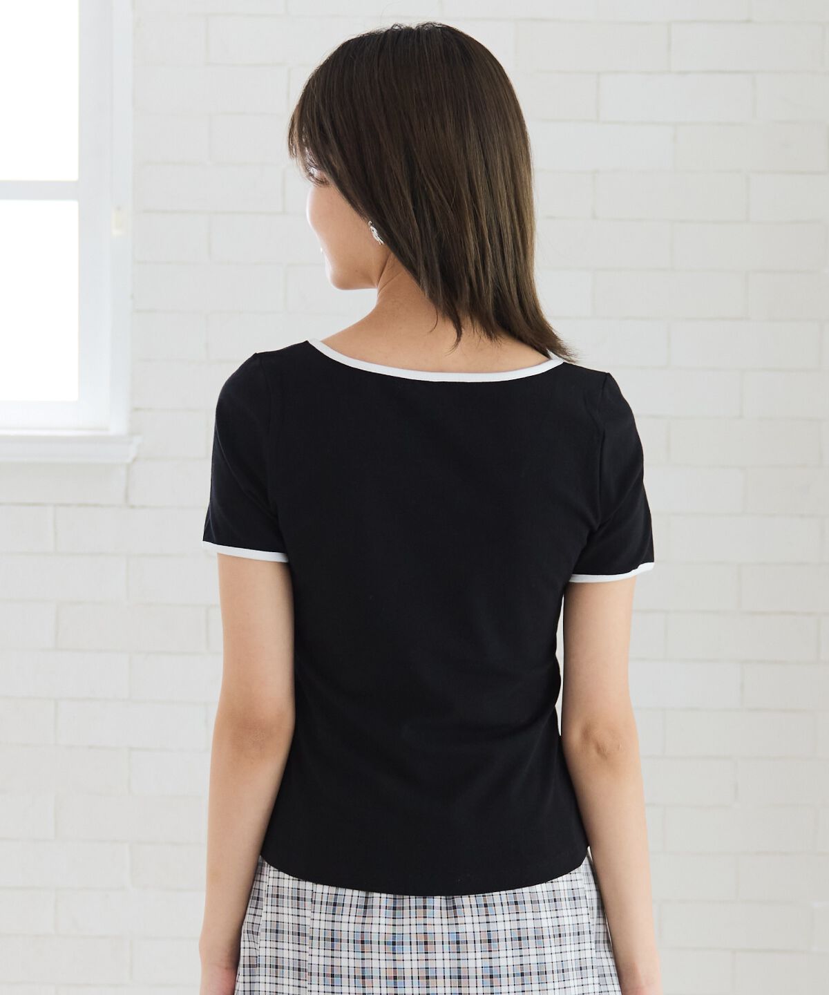 REDYAZEL「リボンエンブロイダリーパイピングＴシャツ」|Tシャツ・カットソー|