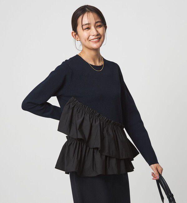 UNITED ARROWS green label relaxing「タフタ ドッキング ペプラム プルオーバー ニット ウォッシャブル」|ニット・セーター|