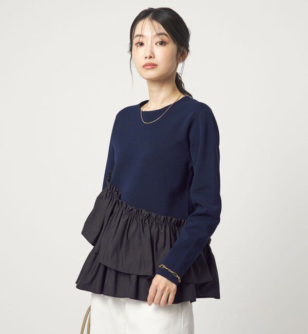 UNITED ARROWS green label relaxing「タフタ ドッキング ペプラム プルオーバー ニット ウォッシャブル」|ニット・セーター|