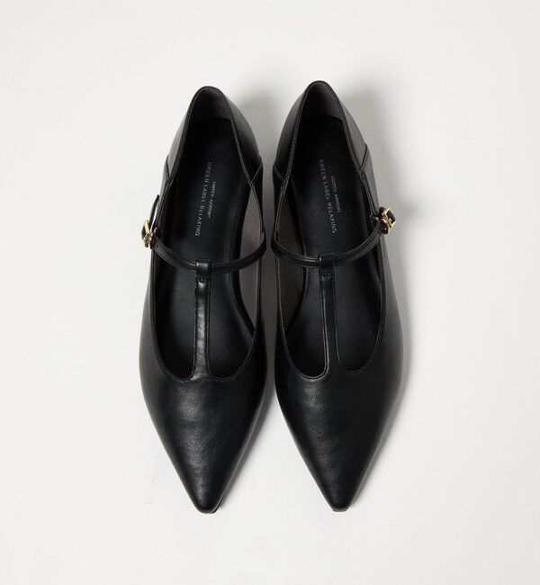 UNITED ARROWS green label relaxing「ポインテッド Tストラップ フラットシューズ 撥水」|パンプス|