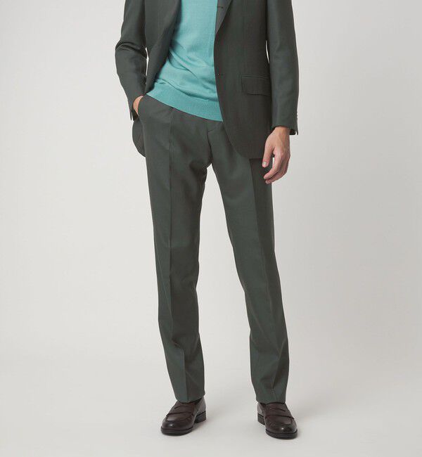 UNITED ARROWS green label relaxing「VITALE BARBERIS CANONICO ラスティック 無地 CLS 1プリーツ スーツパンツ セットアップパンツ」|スーツ|DK.GREEN