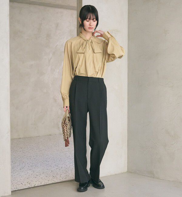BEAUTY&YOUTH UNITED ARROWS「【WEB限定 Wardrobe DAILY MINIMAL】メランジ タックストレートパンツ ウォッシャブル」|スラックス|