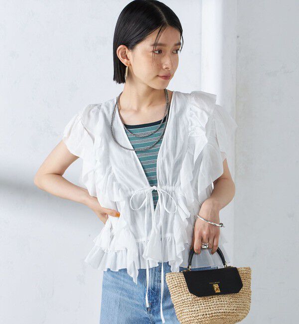 SHIPS for women「〈手洗い可能〉フリル ノースリーブ ブラウス ◇」|シャツ・ブラウス|