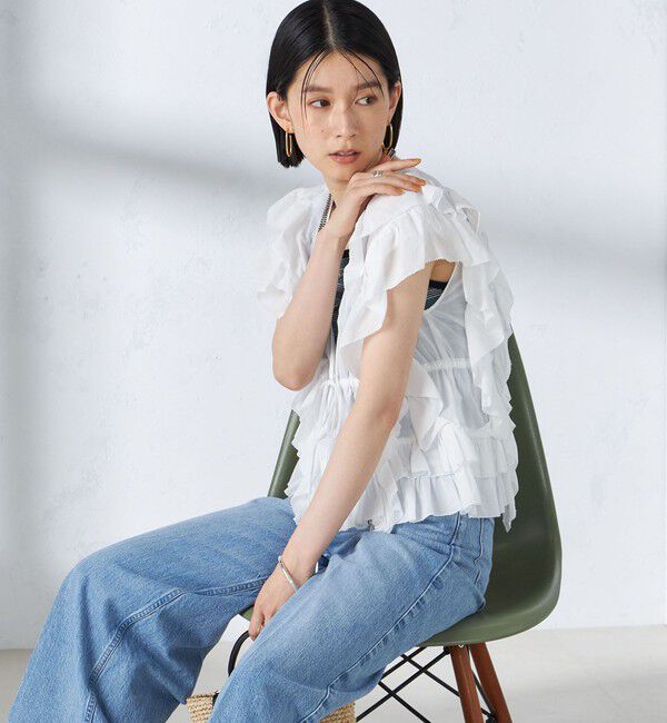 SHIPS for women「〈手洗い可能〉フリル ノースリーブ ブラウス ◇」|シャツ・ブラウス|