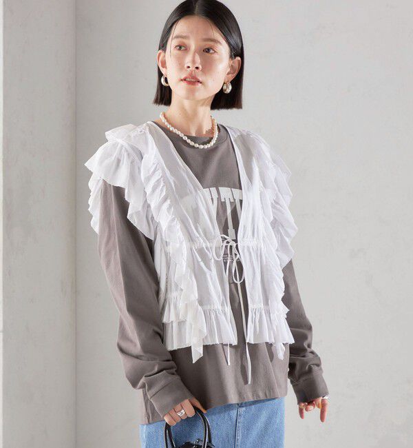 SHIPS for women「〈手洗い可能〉フリル ノースリーブ ブラウス ◇」|シャツ・ブラウス|