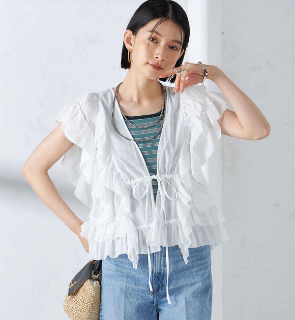 SHIPS for women「〈手洗い可能〉フリル ノースリーブ ブラウス ◇」|シャツ・ブラウス|