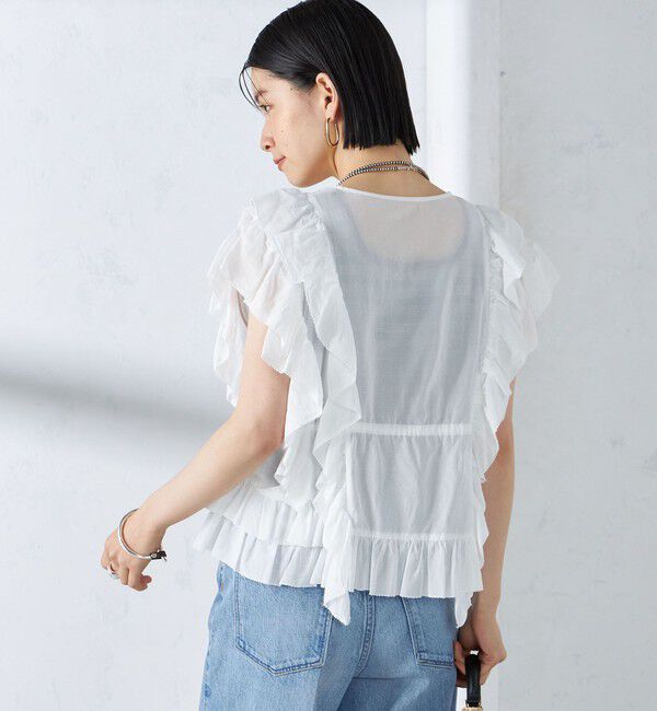 SHIPS for women「〈手洗い可能〉フリル ノースリーブ ブラウス ◇」|シャツ・ブラウス|