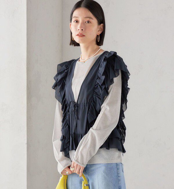 SHIPS for women「〈手洗い可能〉フリル ノースリーブ ブラウス ◇」|シャツ・ブラウス|