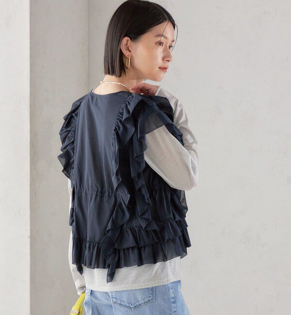 SHIPS for women「〈手洗い可能〉フリル ノースリーブ ブラウス ◇」|シャツ・ブラウス|