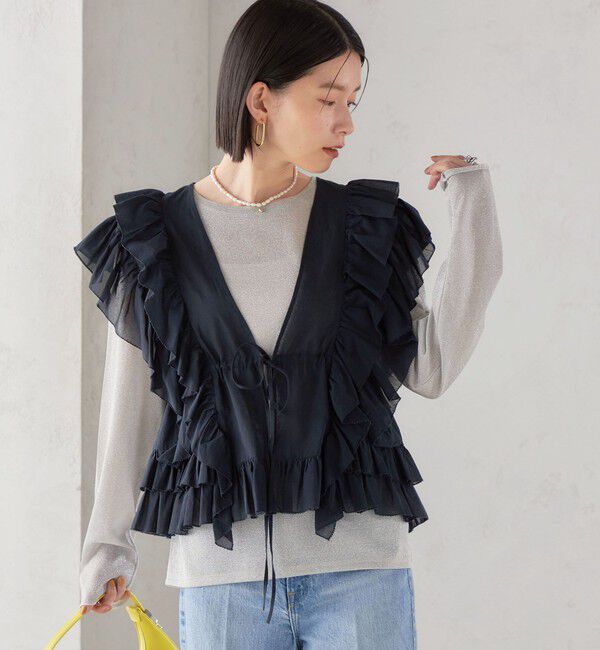 SHIPS for women「〈手洗い可能〉フリル ノースリーブ ブラウス ◇」|シャツ・ブラウス|