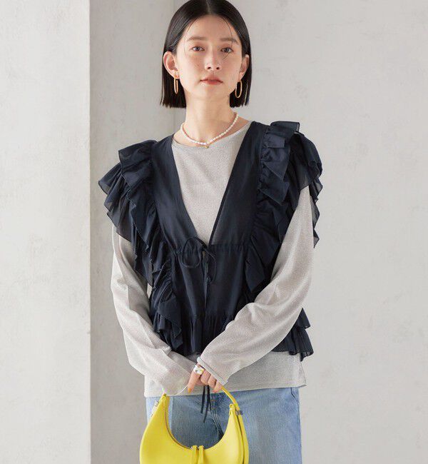 SHIPS for women「〈手洗い可能〉フリル ノースリーブ ブラウス ◇」|シャツ・ブラウス|