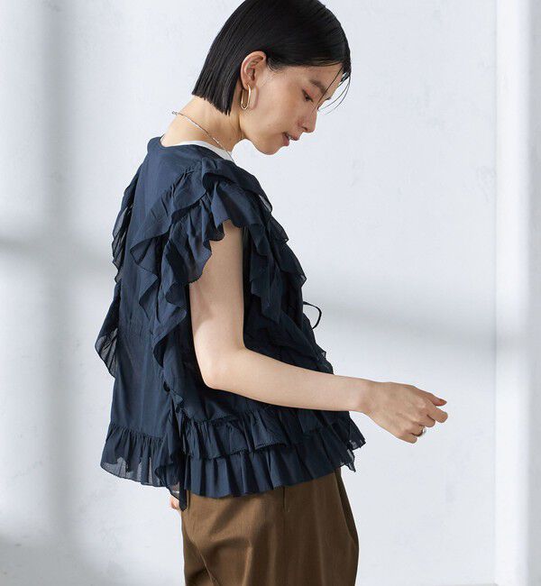 SHIPS for women「〈手洗い可能〉フリル ノースリーブ ブラウス ◇」|シャツ・ブラウス|