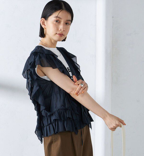 SHIPS for women「〈手洗い可能〉フリル ノースリーブ ブラウス ◇」|シャツ・ブラウス|