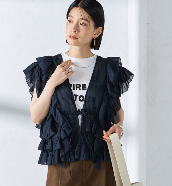 SHIPS for women「〈手洗い可能〉フリル ノースリーブ ブラウス ◇」|シャツ・ブラウス|