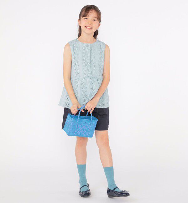 SHIPS KIDS「SHIPS KIDS:140～150cm / レース ペプラム ノースリーブ ブラウス」|シャツ・ブラウス|
