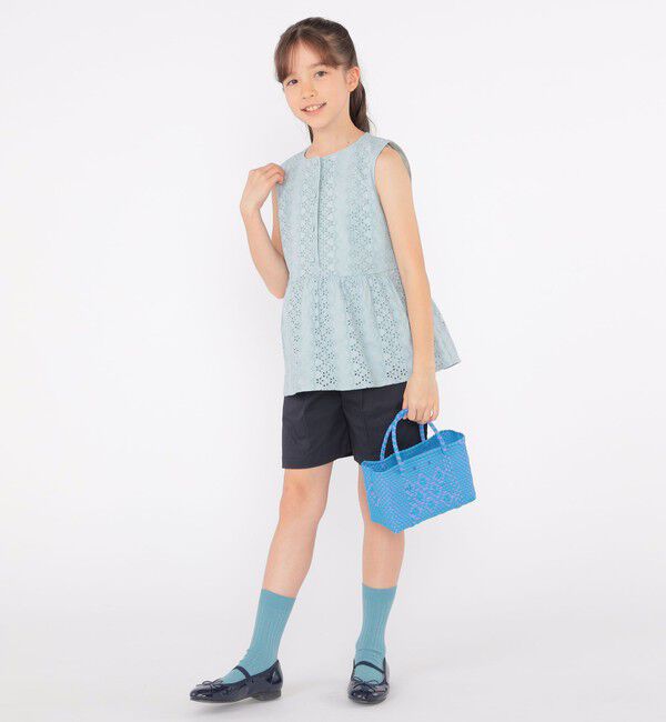 SHIPS KIDS「SHIPS KIDS:140～150cm / レース ペプラム ノースリーブ ブラウス」|シャツ・ブラウス|