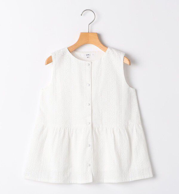 SHIPS KIDS「SHIPS KIDS:100～130cm / レース ペプラム ノースリーブ ブラウス」|シャツ・ブラウス|
