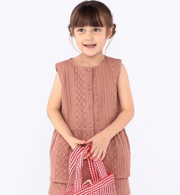SHIPS KIDS「SHIPS KIDS:100～130cm / レース ペプラム ノースリーブ ブラウス」|シャツ・ブラウス|