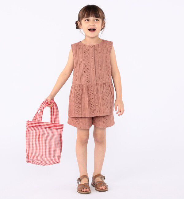 SHIPS KIDS「SHIPS KIDS:100～130cm / レース ペプラム ノースリーブ ブラウス」|シャツ・ブラウス|