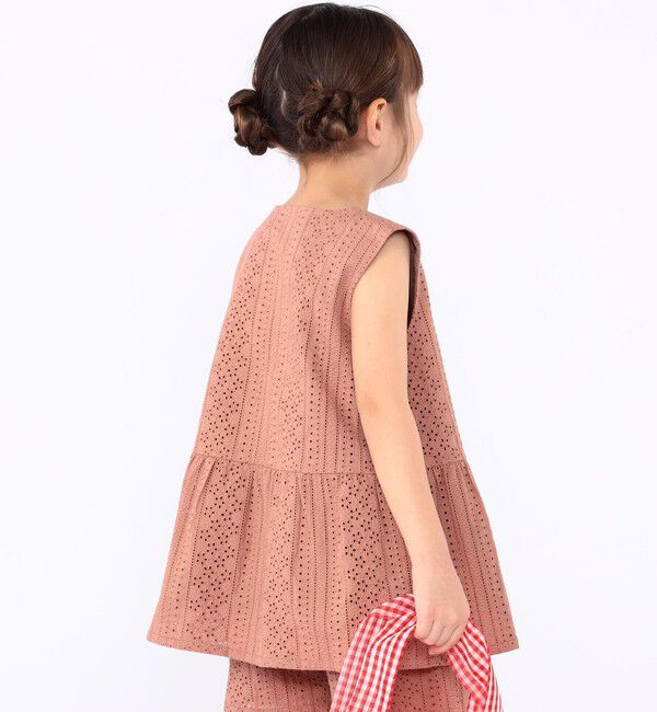 SHIPS KIDS「SHIPS KIDS:100～130cm / レース ペプラム ノースリーブ ブラウス」|シャツ・ブラウス|