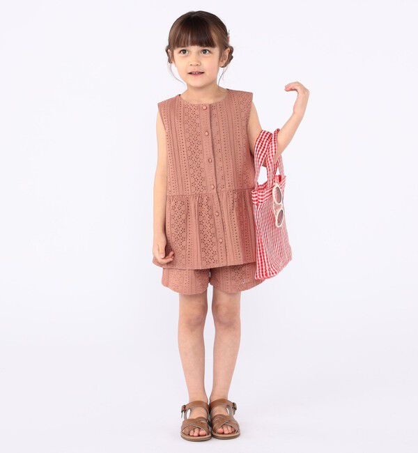 SHIPS KIDS「SHIPS KIDS:100～130cm / レース ペプラム ノースリーブ ブラウス」|シャツ・ブラウス|