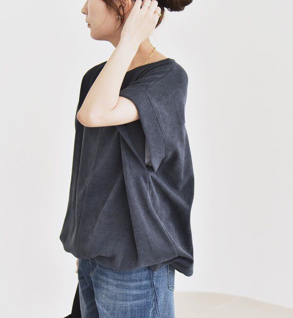 quaranciel「quaranciel:〈洗濯機可能〉ポリエステル ベロア ドロスト ルーズ プルオーバー」|Tシャツ・カットソー|