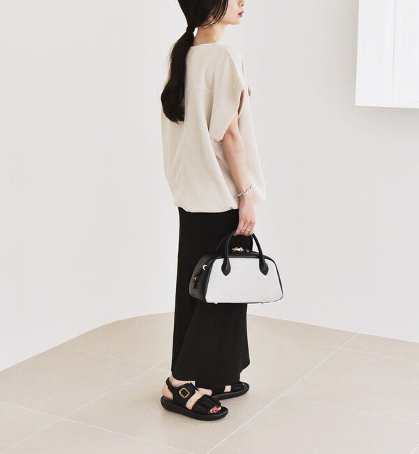 quaranciel「quaranciel:〈洗濯機可能〉ポリエステル ベロア ドロスト ルーズ プルオーバー」|Tシャツ・カットソー|