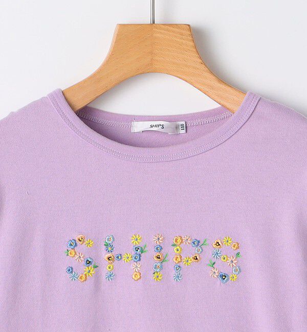 SHIPS KIDS「SHIPS KIDS:100～130cm / フラワー 刺繍 ロゴ 長袖 Tシャツ」|Tシャツ・カットソー|