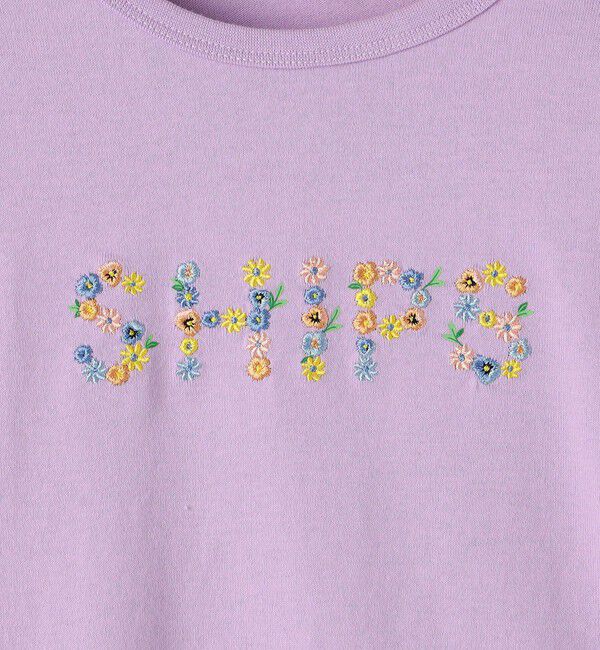 SHIPS KIDS「SHIPS KIDS:100～130cm / フラワー 刺繍 ロゴ 長袖 Tシャツ」|Tシャツ・カットソー|