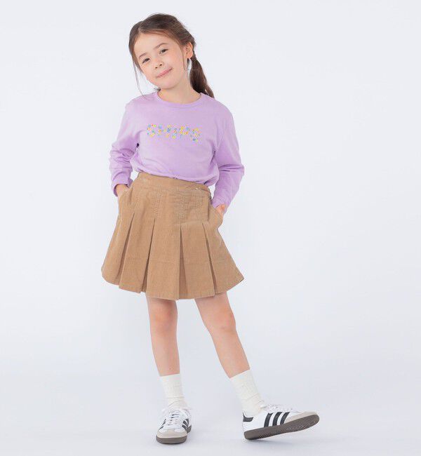 SHIPS KIDS「SHIPS KIDS:100～130cm / フラワー 刺繍 ロゴ 長袖 Tシャツ」|Tシャツ・カットソー|