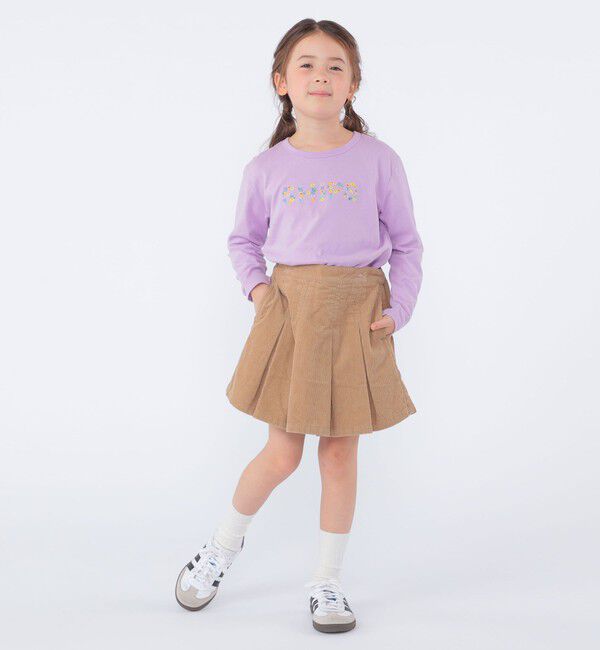 SHIPS KIDS「SHIPS KIDS:100～130cm / フラワー 刺繍 ロゴ 長袖 Tシャツ」|Tシャツ・カットソー|