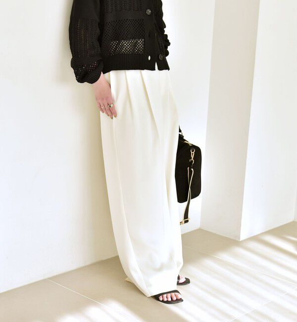 quaranciel「《予約》quaranciel:〈手洗い可能〉サテン ワイド ストレート スラックス」|その他|