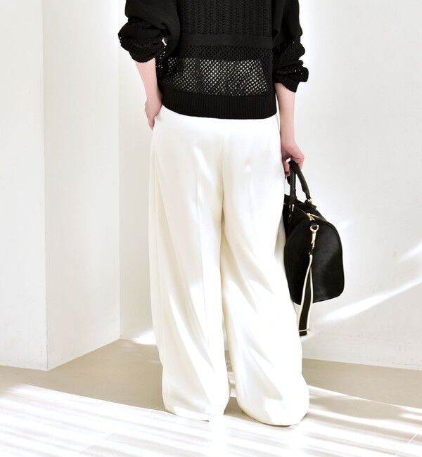 quaranciel「《予約》quaranciel:〈手洗い可能〉サテン ワイド ストレート スラックス」|その他|