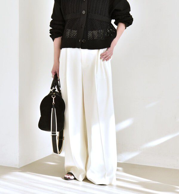 quaranciel「《予約》quaranciel:〈手洗い可能〉サテン ワイド ストレート スラックス」|その他|