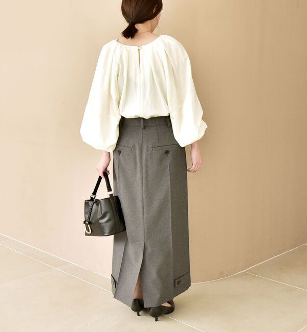 quaranciel「quaranciel:〈洗濯機可能〉ツイル スキッパー ボリュームスリーブ ブラウス」|シャツ・ブラウス|