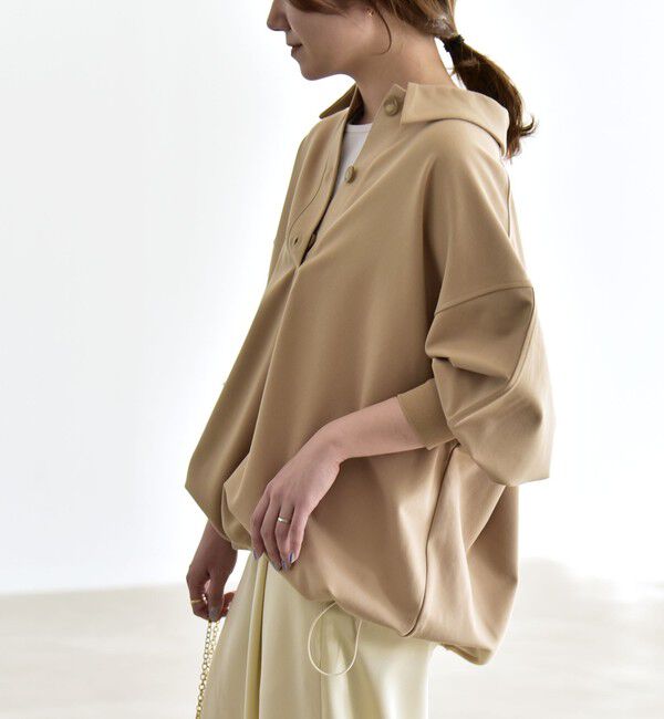 quaranciel「《予約》quaranciel:〈洗濯機可能〉ライト ポンチ ドロスト ポロ プルオーバー」|スウェット・ジャージ|