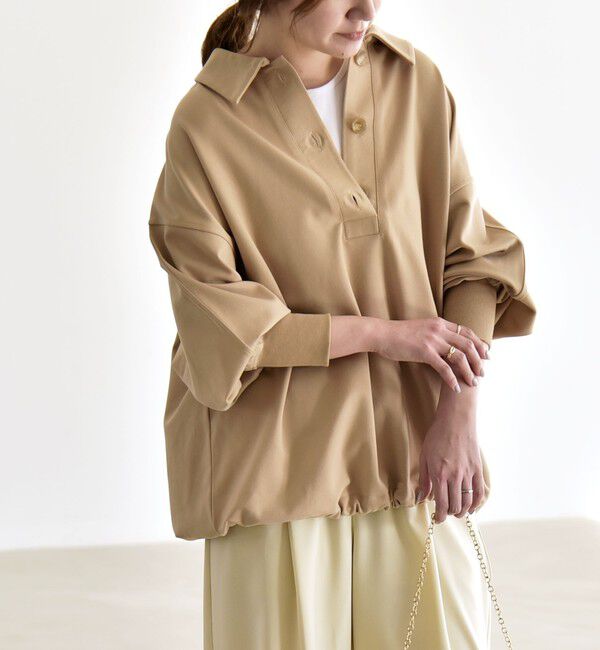 quaranciel「《予約》quaranciel:〈洗濯機可能〉ライト ポンチ ドロスト ポロ プルオーバー」|スウェット・ジャージ|