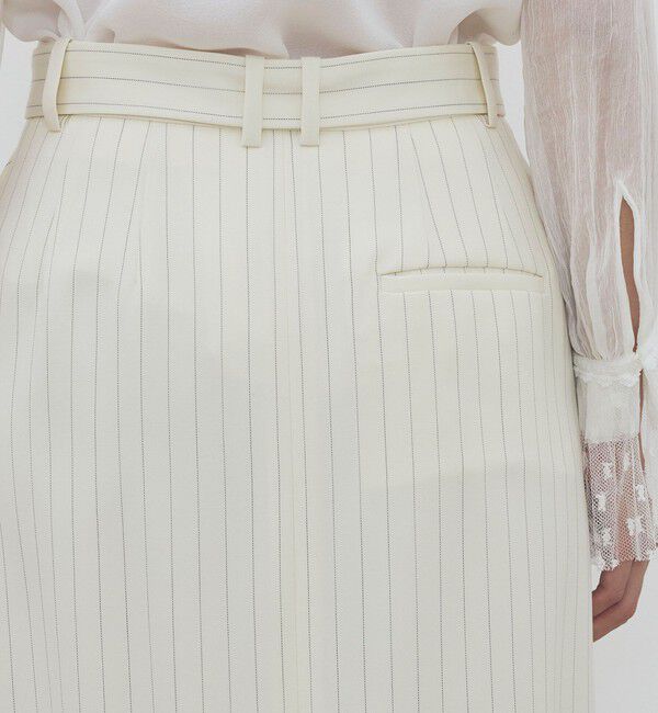 DES PRES「ウールドスキン ベルデッドストレートスカート」|タイト|